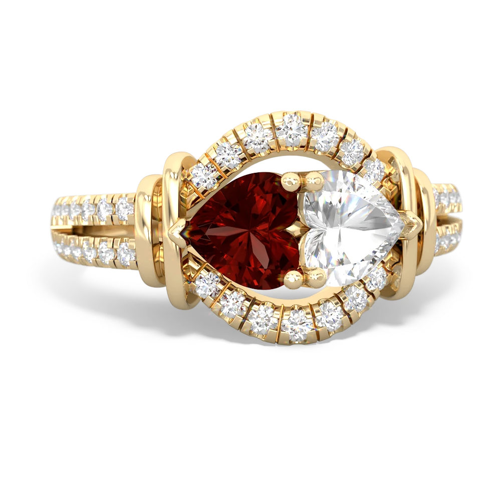 Garnet Art-Deco Keepsake 14K Yellow Gold ring R5630