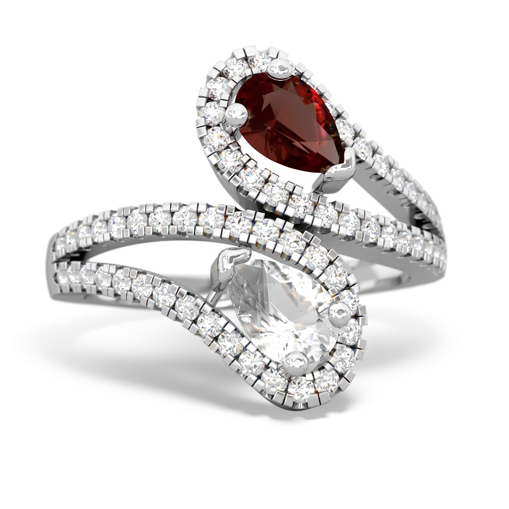 Garnet Diamond Dazzler 14K White Gold ring R3000