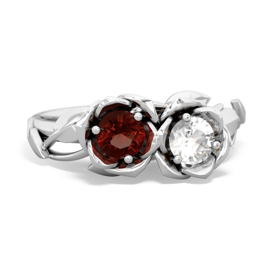 Garnet Rose Garden 14K White Gold ring R5510