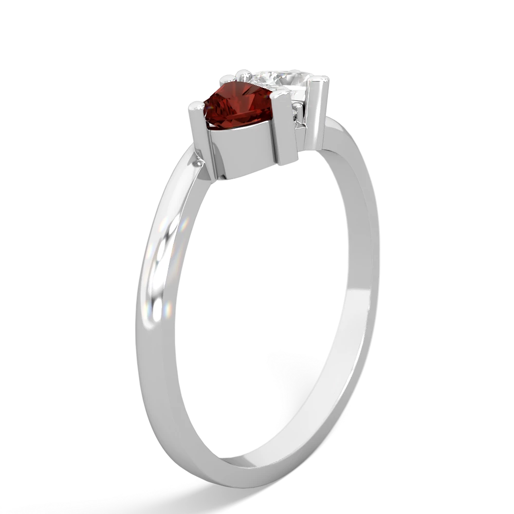 Garnet Sweethearts 14K White Gold ring R5260