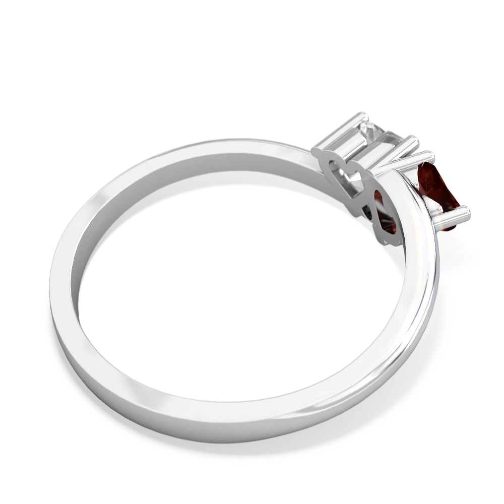 Garnet Sweethearts 14K White Gold ring R5260