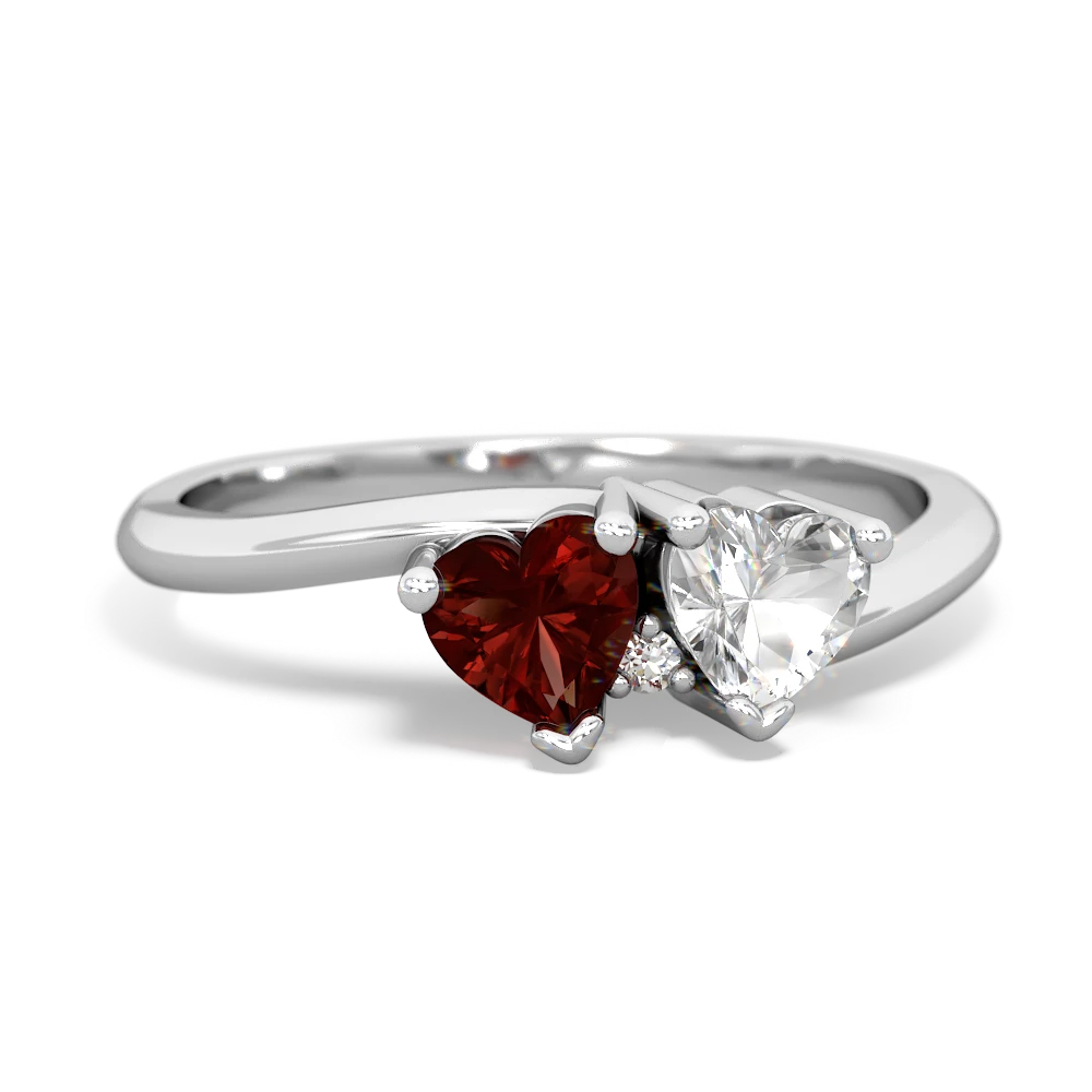 Garnet Sweethearts 14K White Gold ring R5260