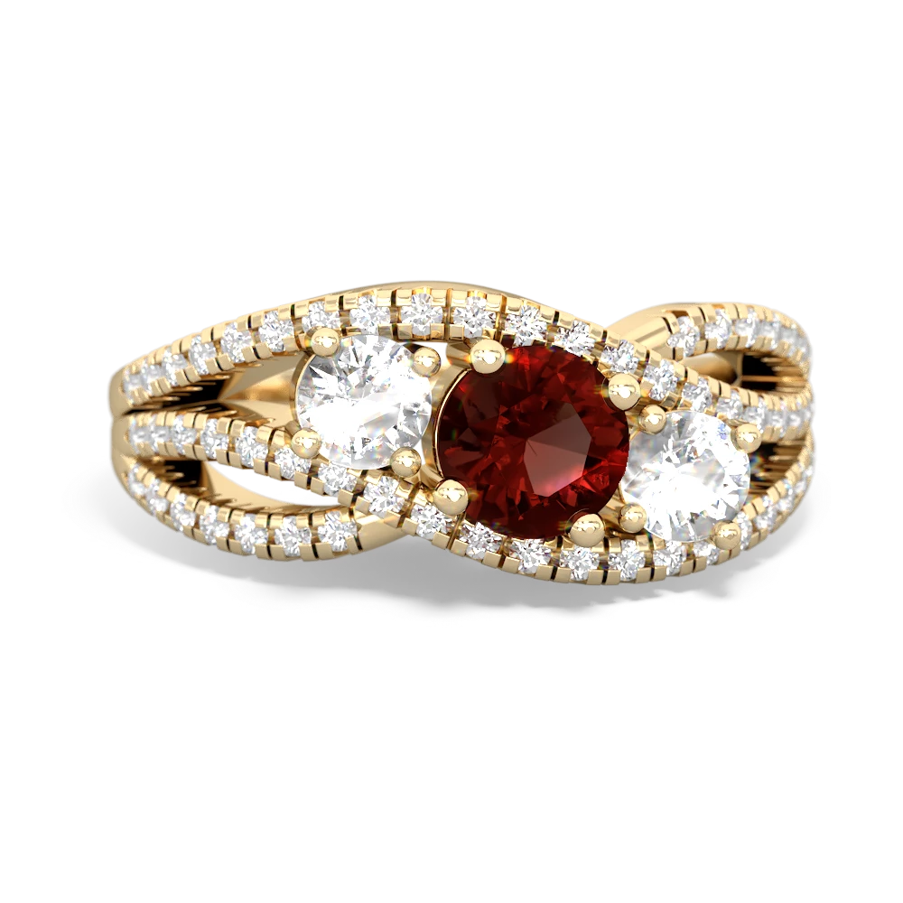 Garnet Three Stone Aurora 14K Yellow Gold ring R3080