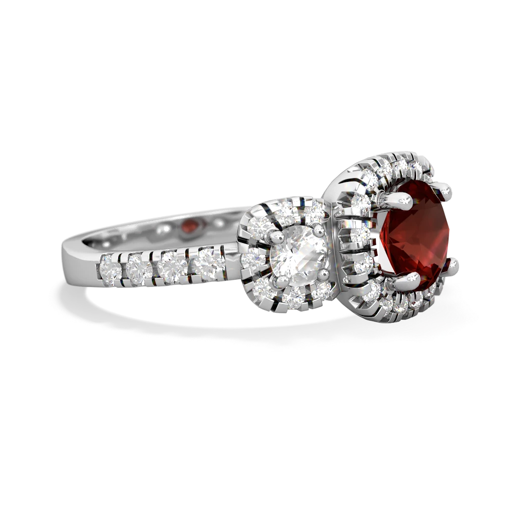 Garnet Regal Halo 14K White Gold ring R5350