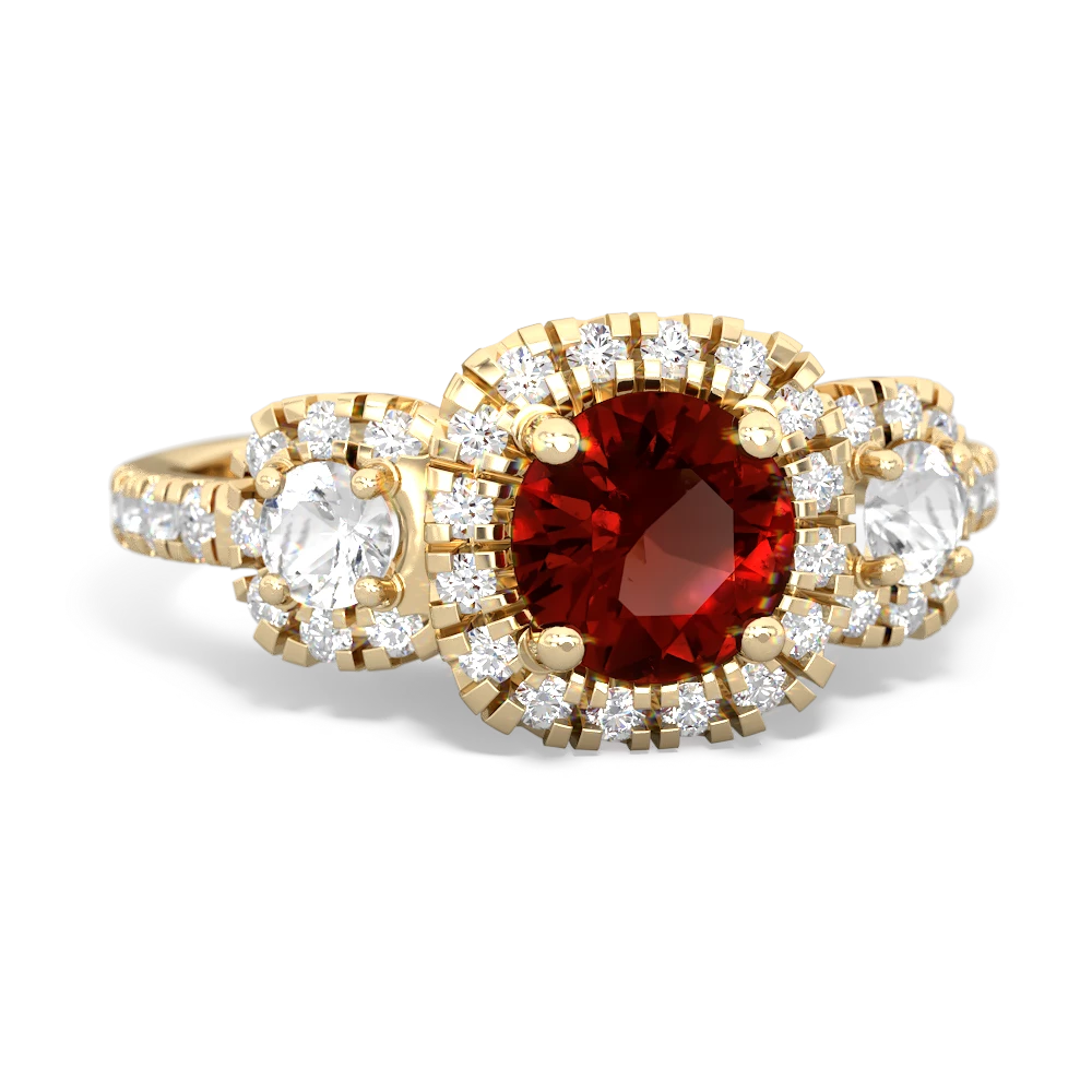 Garnet Regal Halo 14K Yellow Gold ring R5350