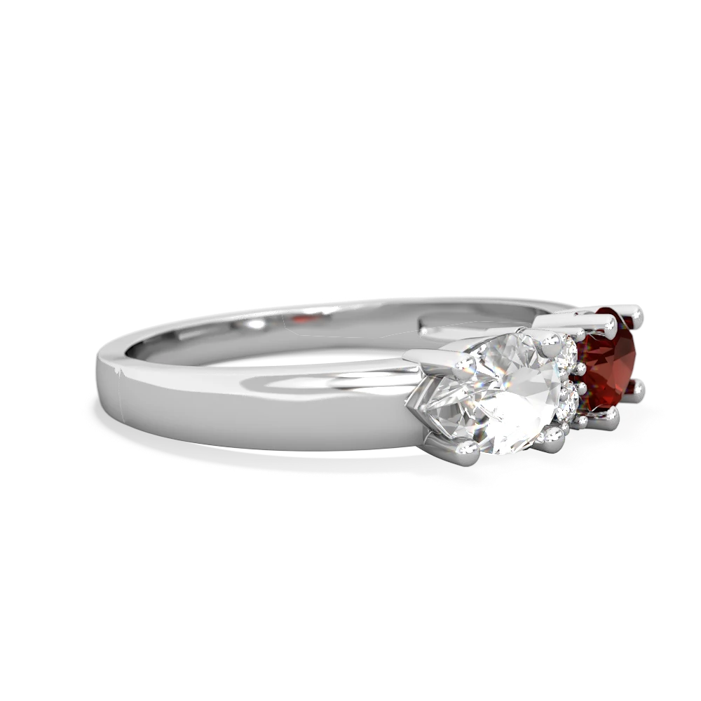 Garnet Pear Bowtie 14K White Gold ring R0865