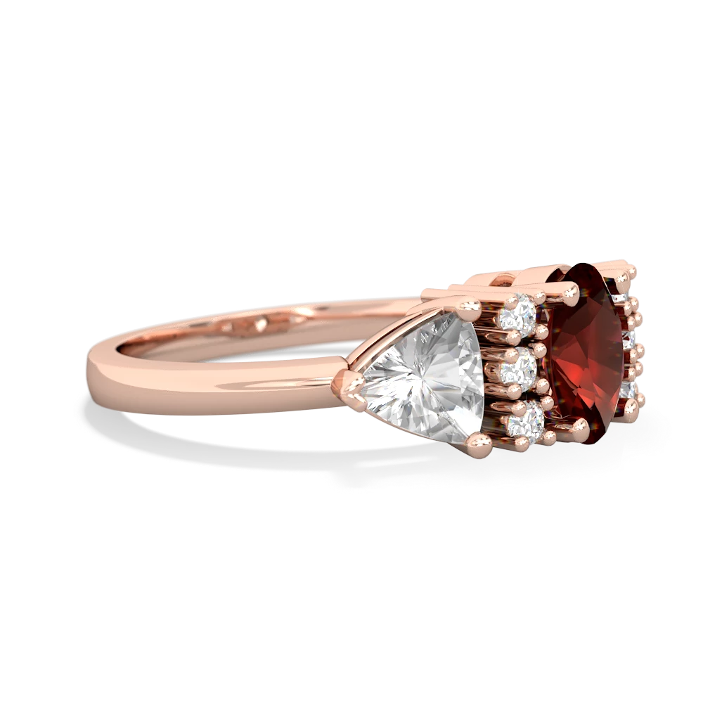 Garnet Antique Style Three Stone 14K Rose Gold ring R2186