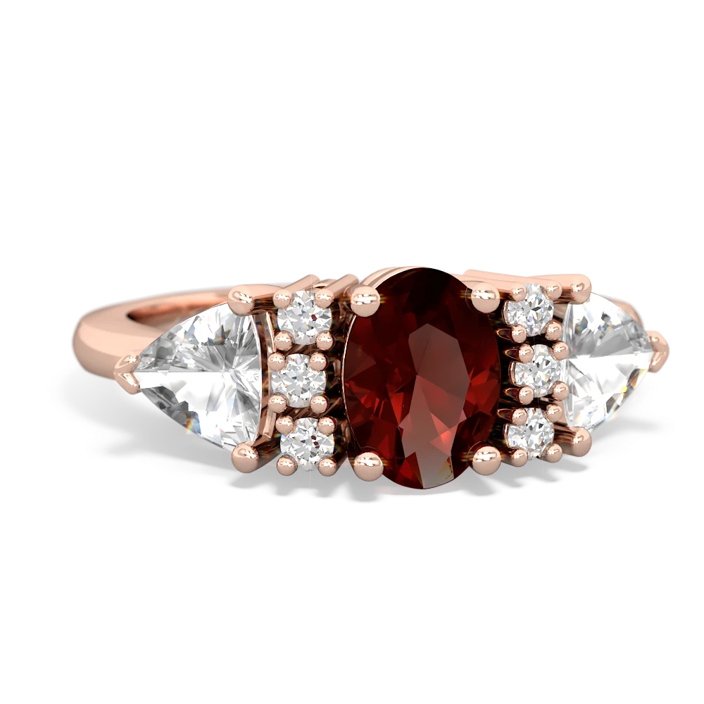 Garnet Antique Style Three Stone 14K Rose Gold ring R2186