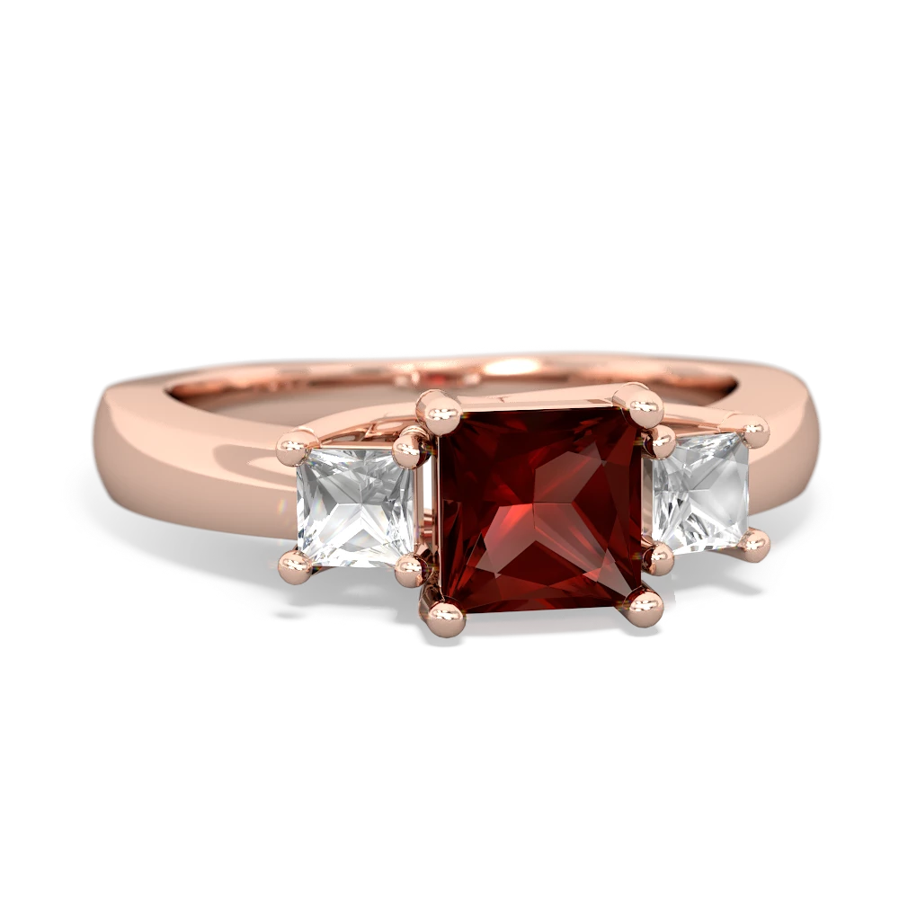 Garnet Three Stone Trellis 14K Rose Gold ring R4015