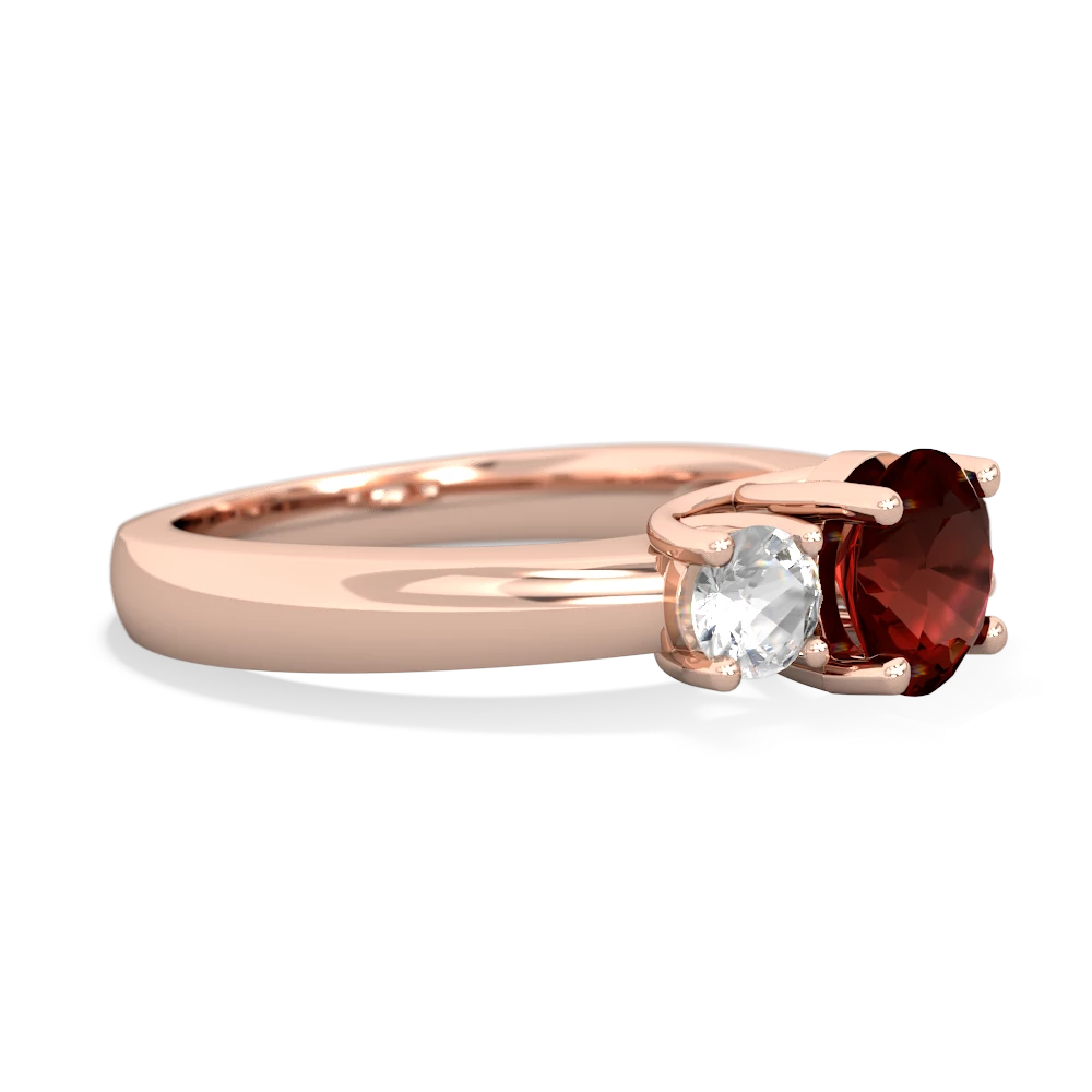 Garnet Three Stone Round Trellis 14K Rose Gold ring R4018