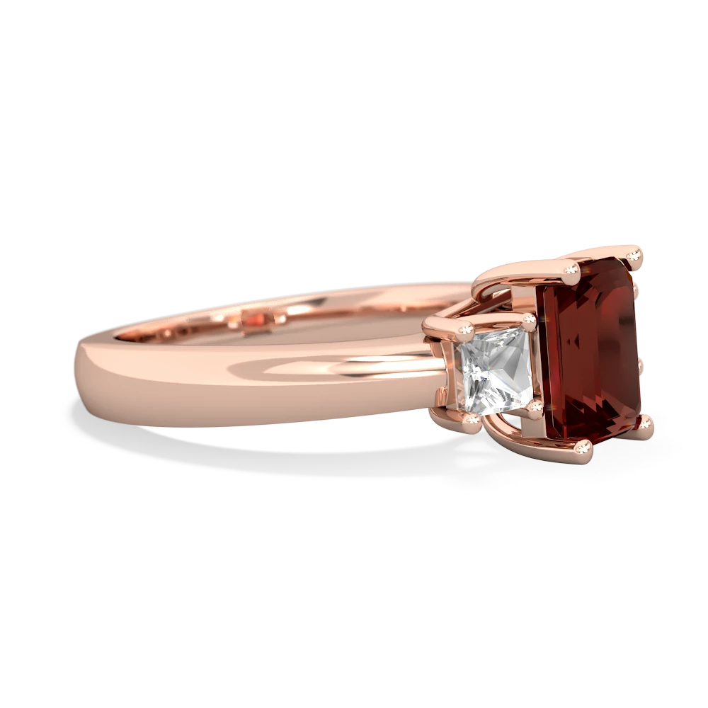 Garnet Three Stone Emerald-Cut Trellis 14K Rose Gold ring R4021