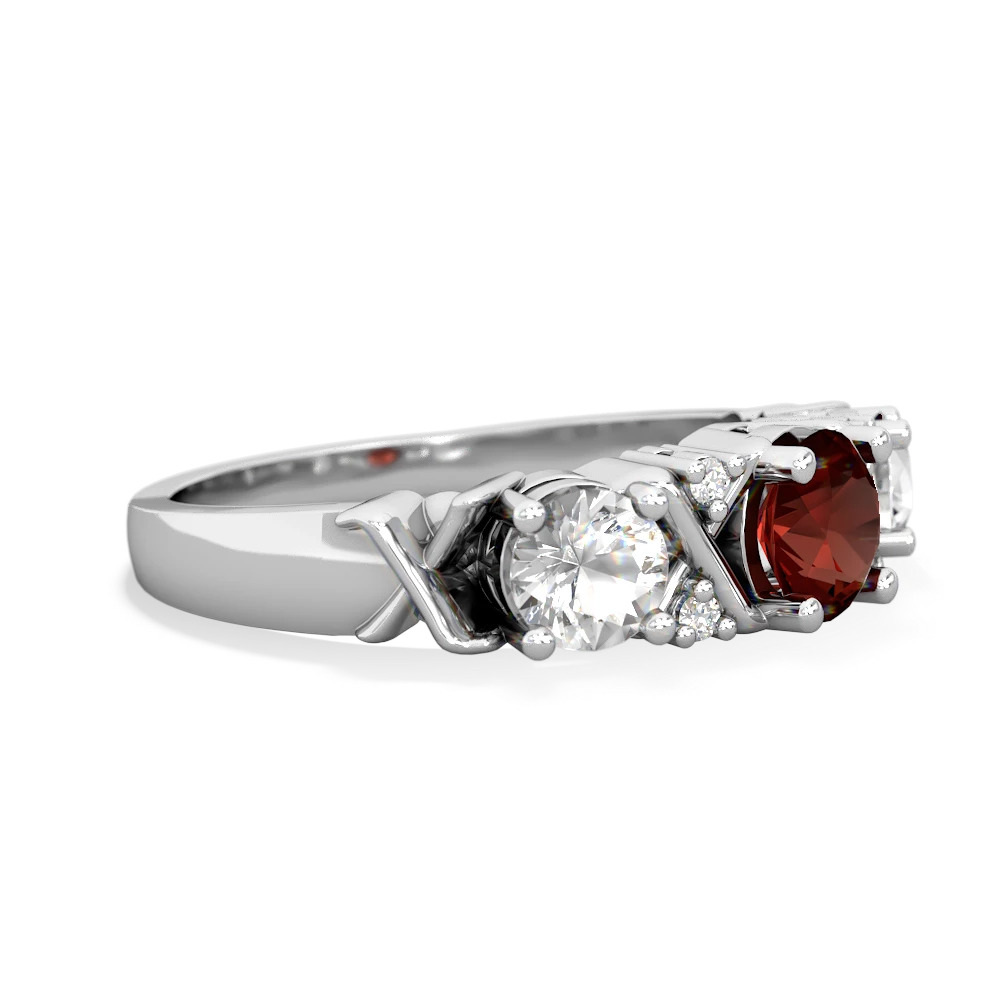 Garnet Hugs And Kisses 14K White Gold ring R5016