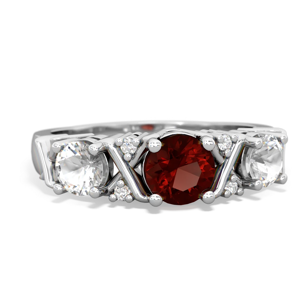 Garnet Hugs And Kisses 14K White Gold ring R5016