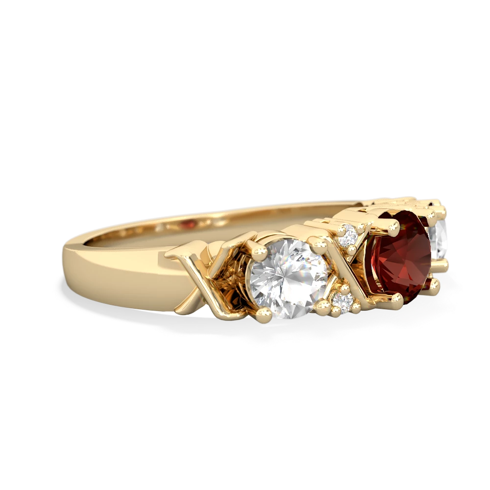 Garnet Hugs And Kisses 14K Yellow Gold ring R5016