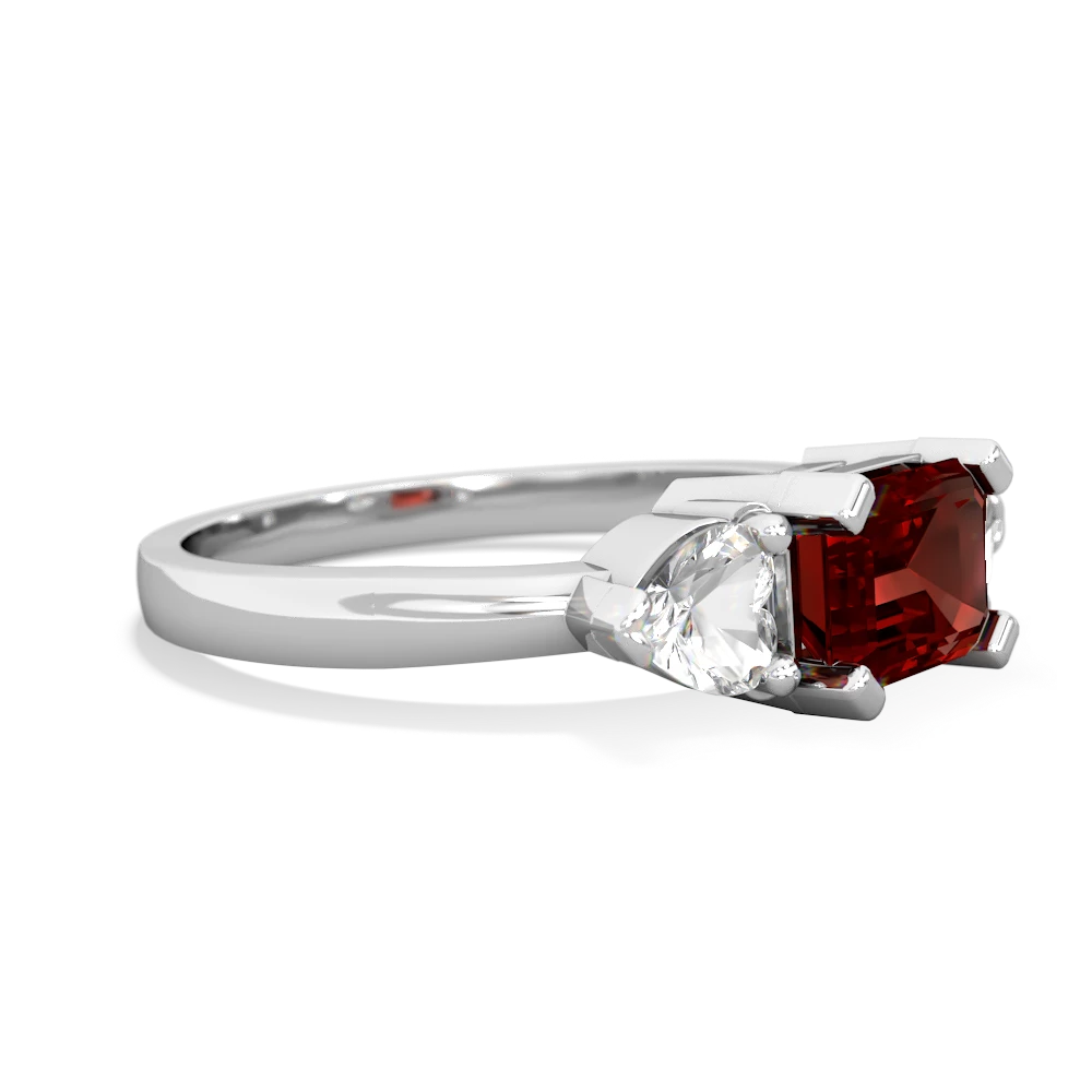 Garnet Three Stone 14K White Gold ring R5235