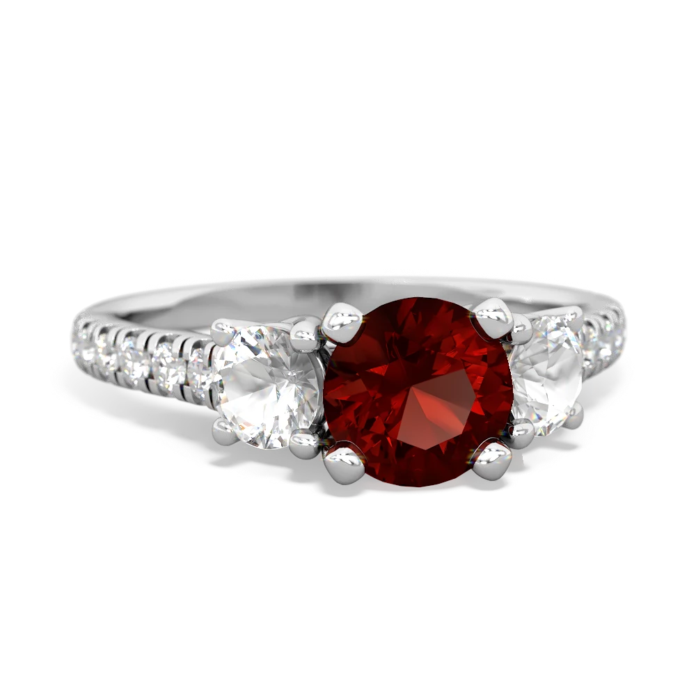 Garnet Pave Trellis 14K White Gold ring R5500