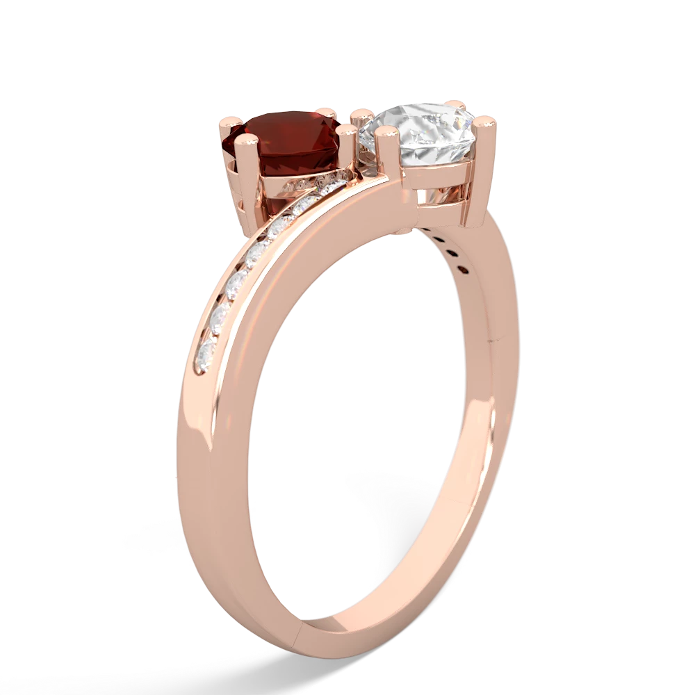 Garnet Channel Set Two Stone 14K Rose Gold ring R5303