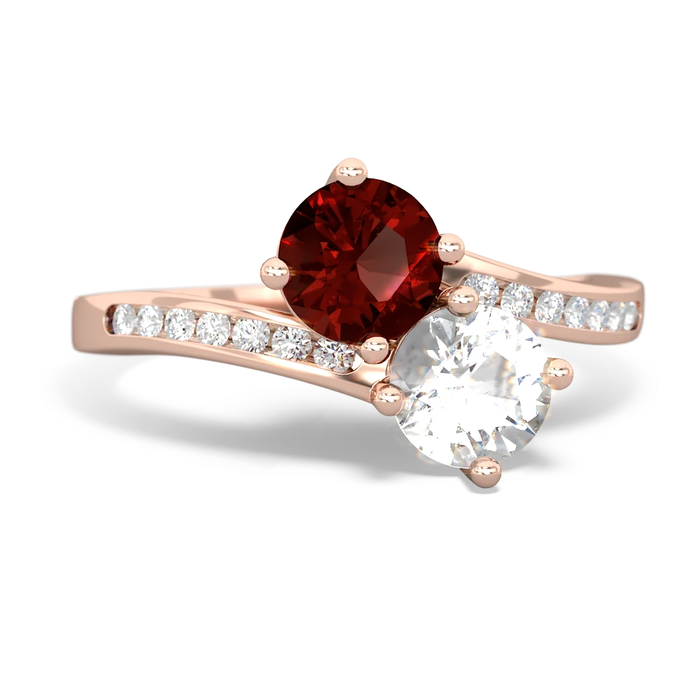 Garnet Channel Set Two Stone 14K Rose Gold ring R5303