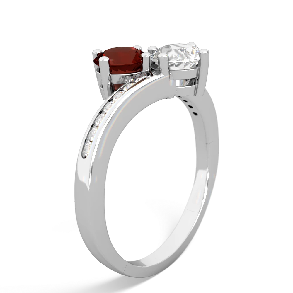 Garnet Channel Set Two Stone 14K White Gold ring R5303