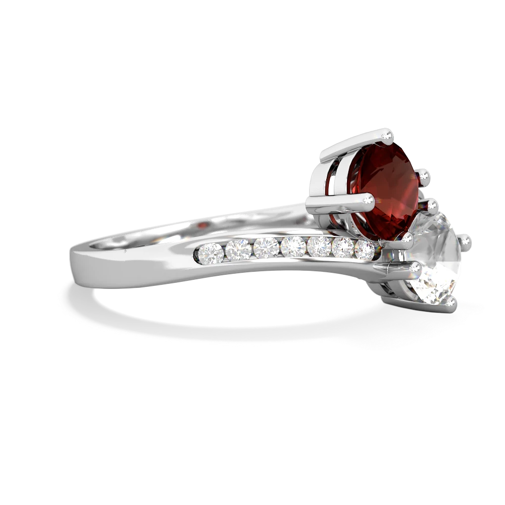 Garnet Channel Set Two Stone 14K White Gold ring R5303