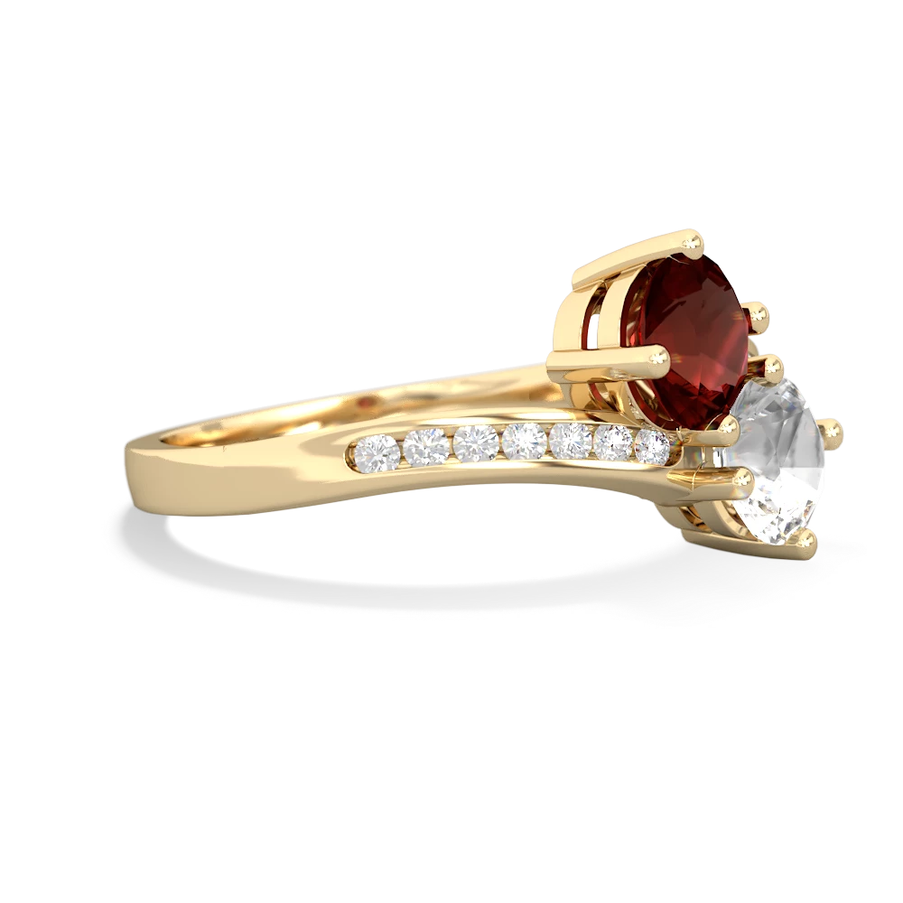 Garnet Channel Set Two Stone 14K Yellow Gold ring R5303