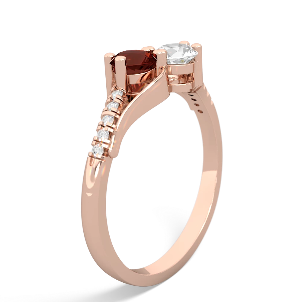 Garnet Infinity Pave Two Stone 14K Rose Gold ring R5285