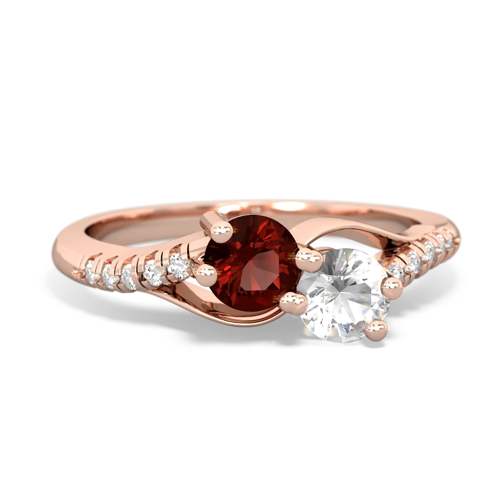 Garnet Infinity Pave Two Stone 14K Rose Gold ring R5285