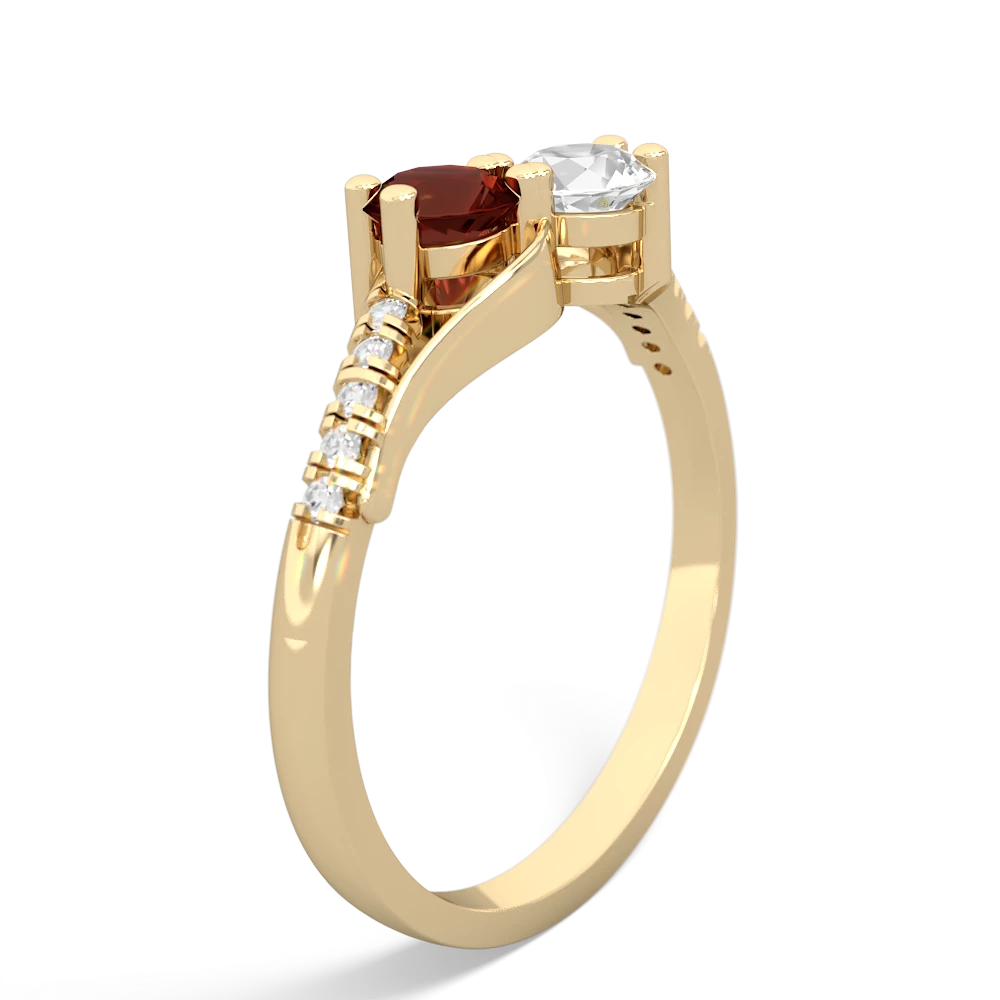 Garnet Infinity Pave Two Stone 14K Yellow Gold ring R5285