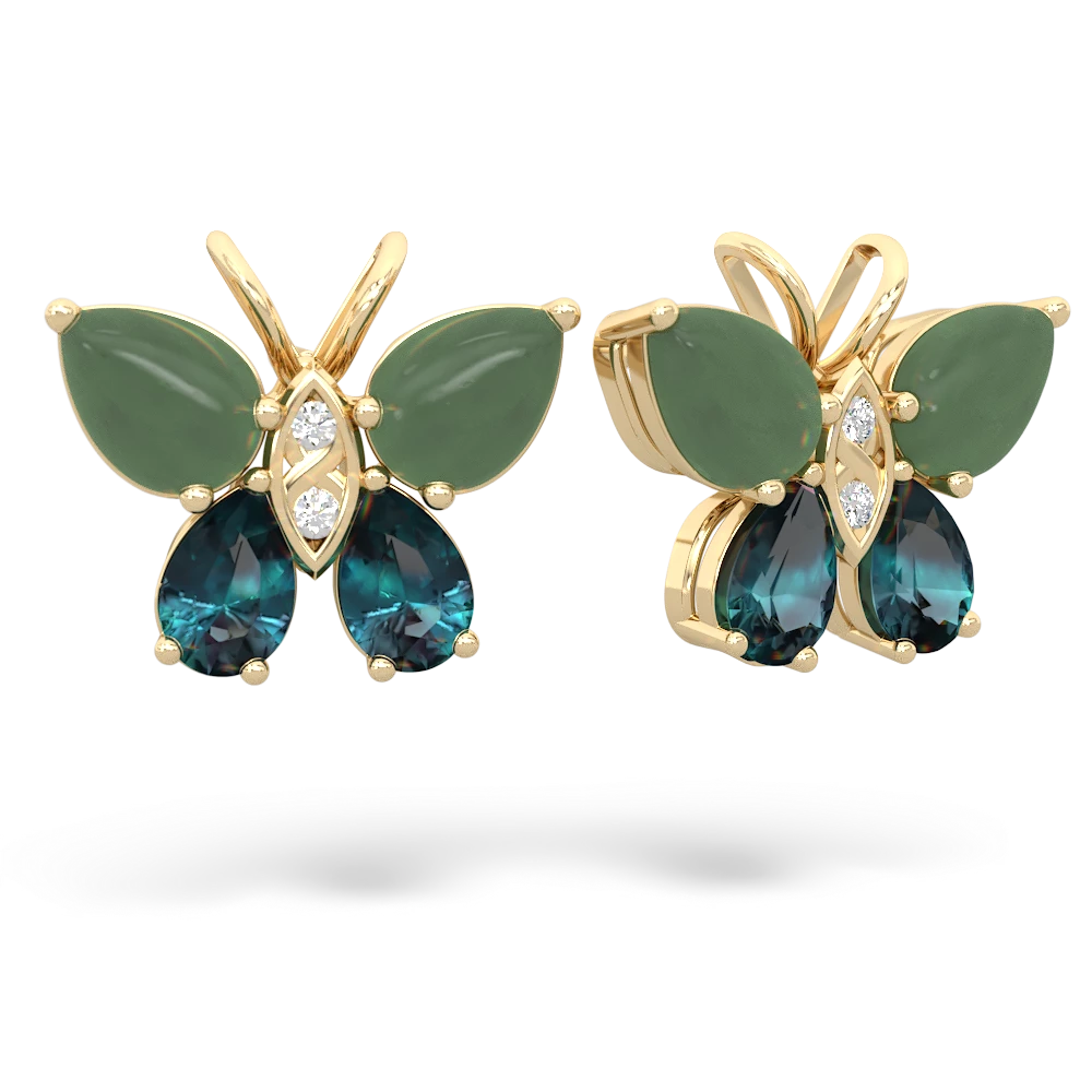 Jade Butterfly 14K Yellow Gold earrings E2215