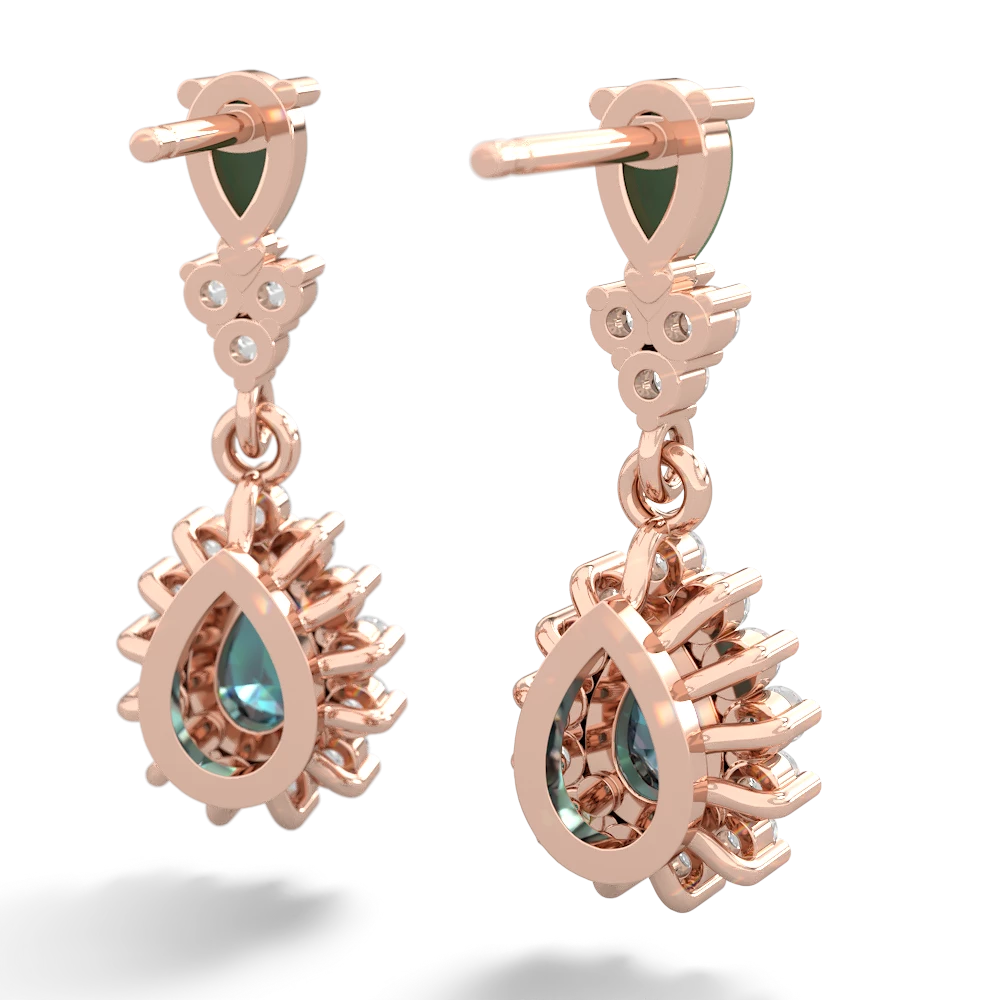 Jade Halo Pear Dangle 14K Rose Gold earrings E1882