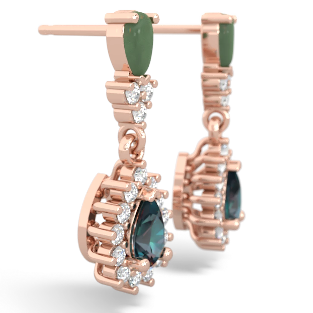 Jade Halo Pear Dangle 14K Rose Gold earrings E1882