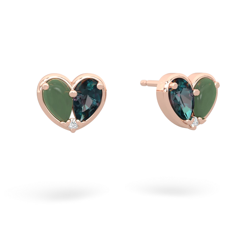 Jade 'Our Heart' 14K Rose Gold earrings E5072