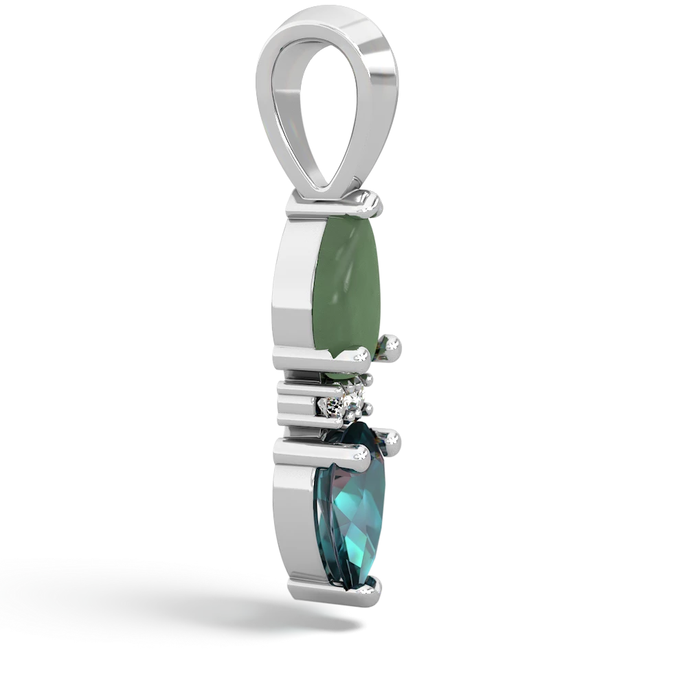 Jade Bowtie Drop 14K White Gold pendant P0865