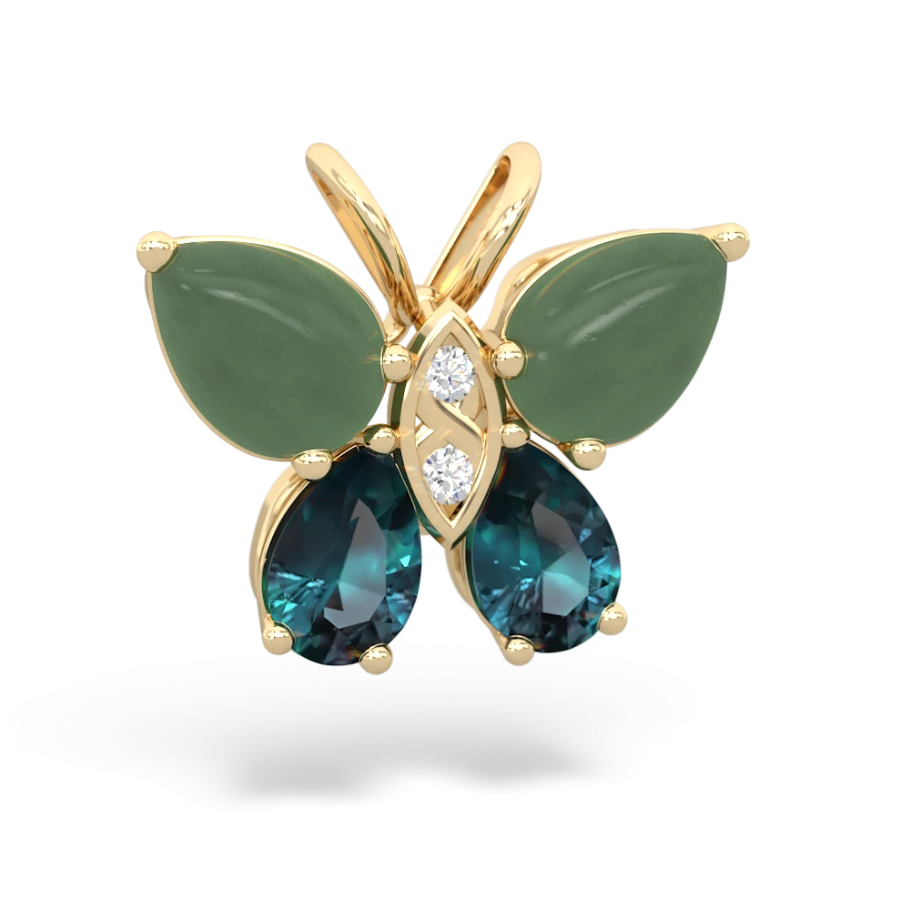 Jade Butterfly 14K Yellow Gold pendant P2215