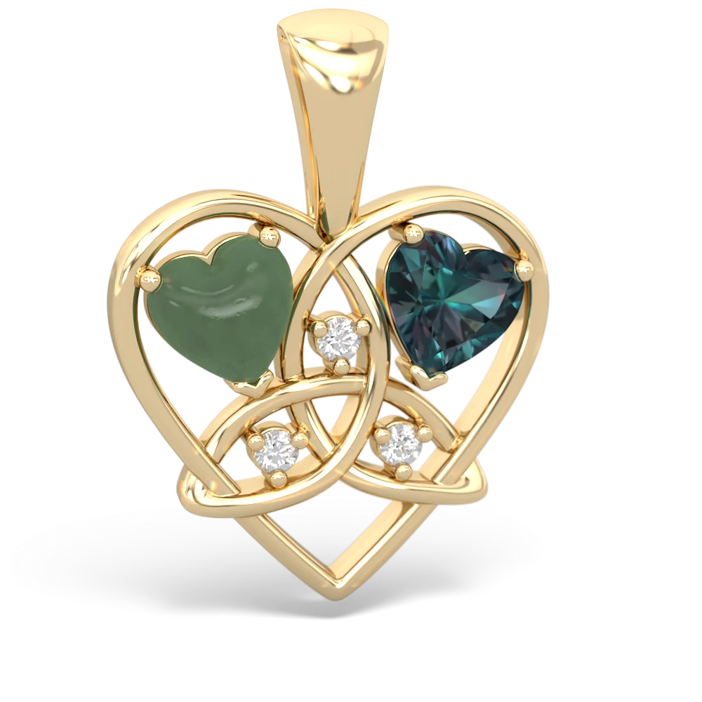 Jade Celtic Trinity Heart 14K Yellow Gold pendant P5331