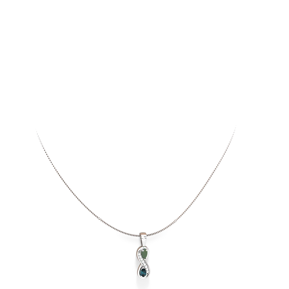 Jade Diamond Infinity 14K White Gold pendant P5390