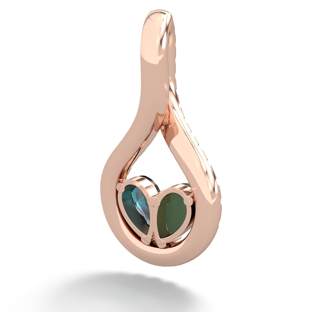 Jade Pave Twist 'One Heart' 14K Rose Gold pendant P5360