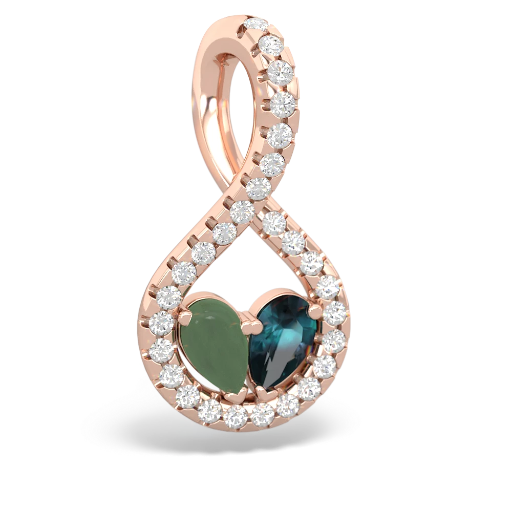 Jade Pave Twist 'One Heart' 14K Rose Gold pendant P5360