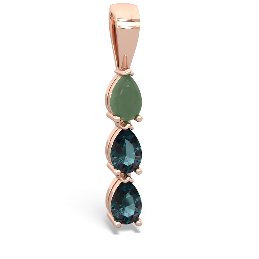 Jade Dew Drops 14K Rose Gold pendant P2251