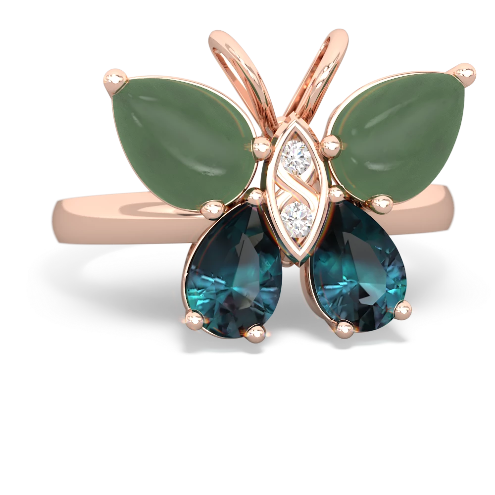 Jade Butterfly 14K Rose Gold ring R2215