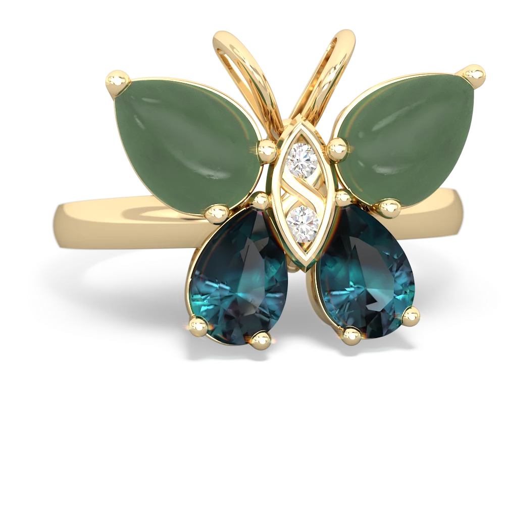 Jade Butterfly 14K Yellow Gold ring R2215