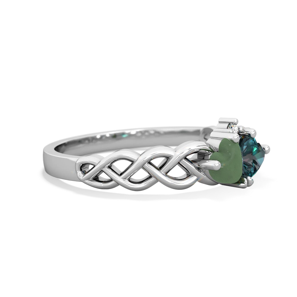 Jade Heart To Heart Braid 14K White Gold ring R5870