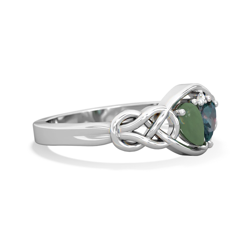 Jade Celtic Love Knot 14K White Gold ring R5420