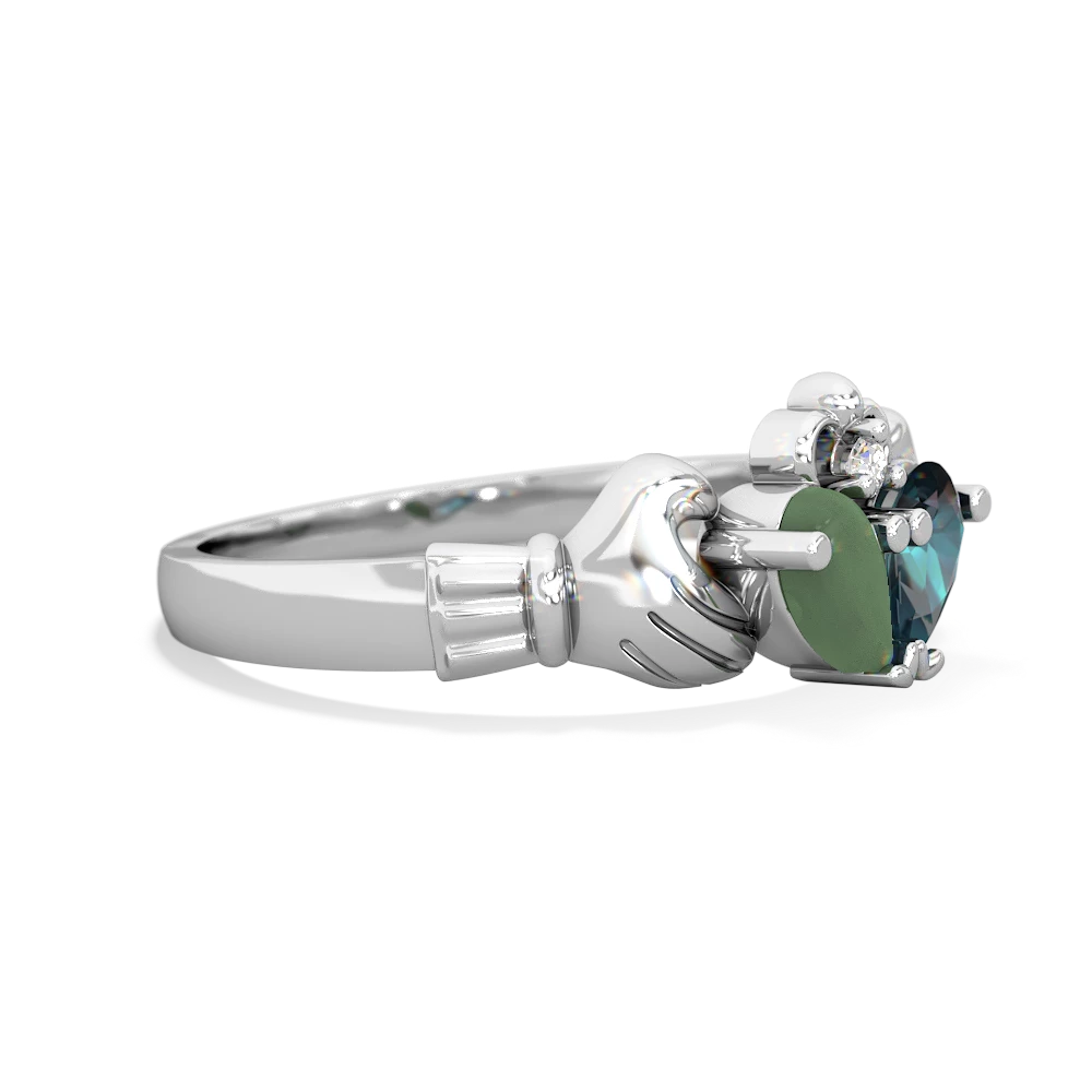 Jade 'Our Heart' Claddagh 14K White Gold ring R2388