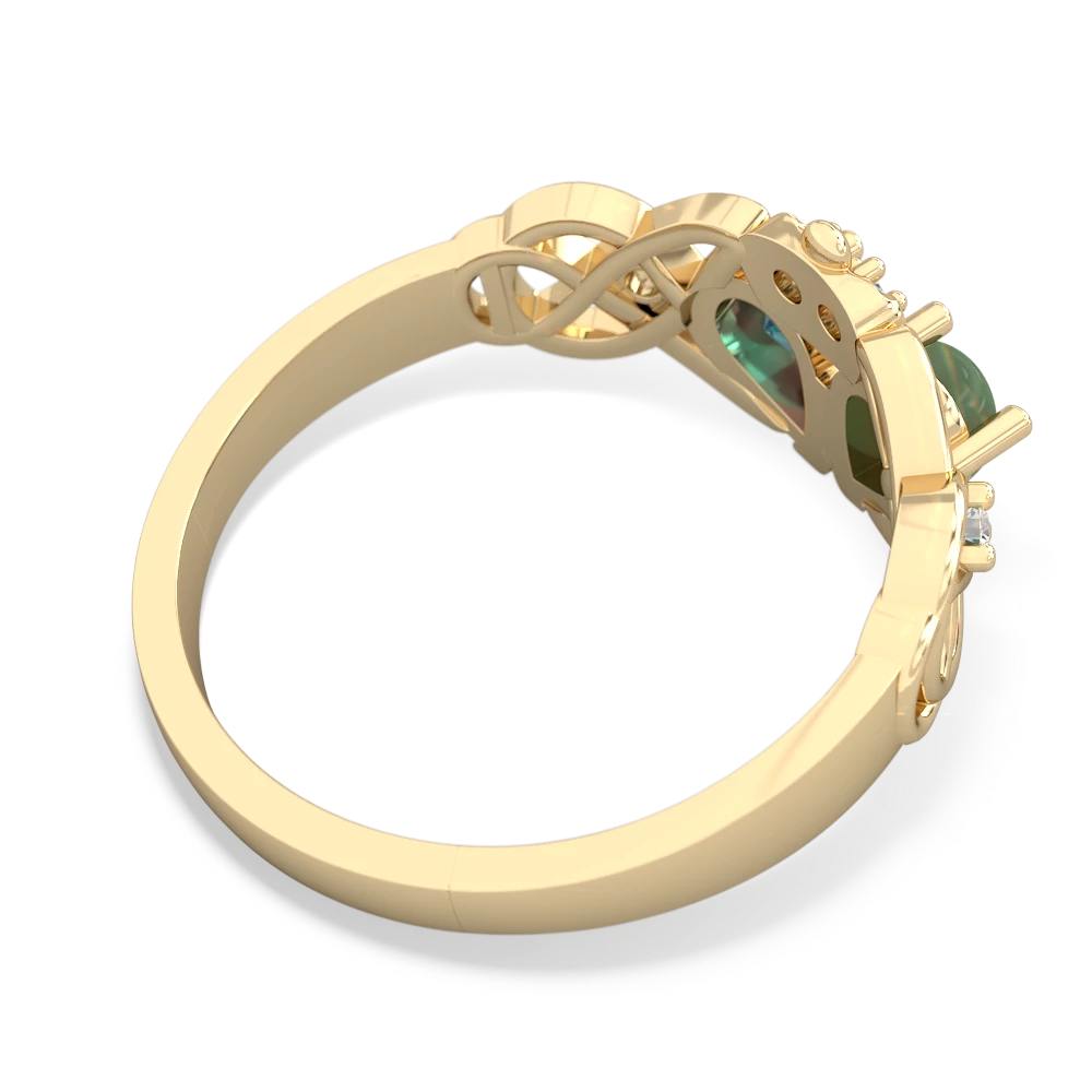 Jade 'One Heart' Celtic Knot Claddagh 14K Yellow Gold ring R5322