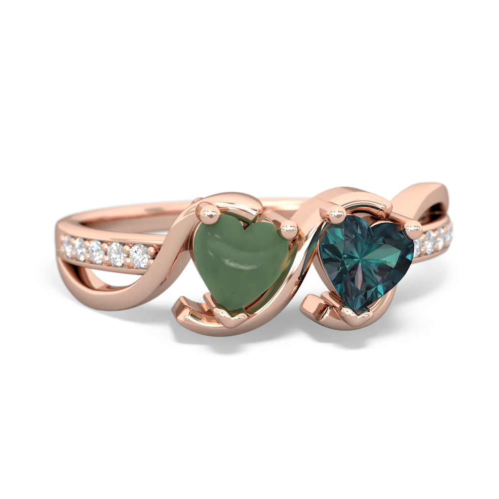 Jade Side By Side 14K Rose Gold ring R3090