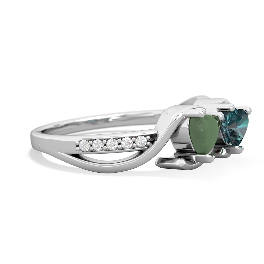 Jade Side By Side 14K White Gold ring R3090