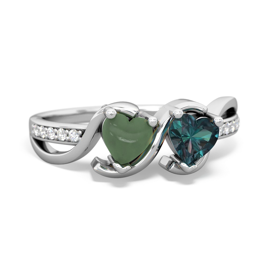 Jade Side By Side 14K White Gold ring R3090