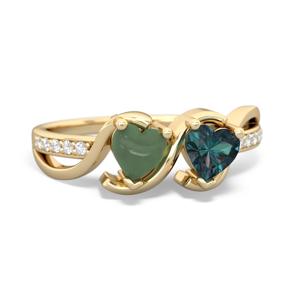 Jade Side By Side 14K Yellow Gold ring R3090