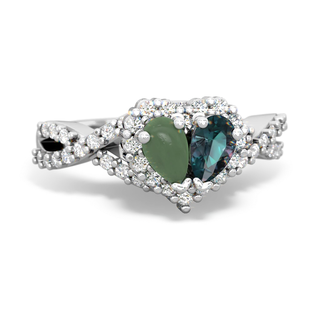 Jade Diamond Twist 'One Heart' 14K White Gold ring R2640HRT